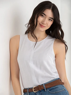 Sleeveless Linen Shell Blouse