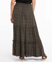 Pull On Tiered Midi Skirt