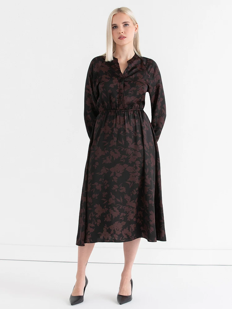 Long Sleeve Midi Henley Dress