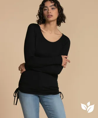 Eco Friendly Ruched Side Long Sleeve Tee