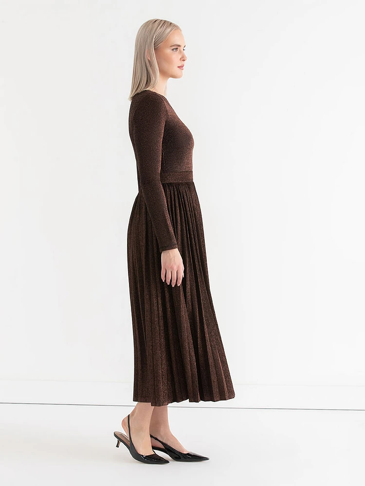 Jersey Metallic Pleated Skirt