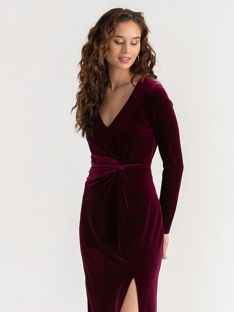 Velvet Drape Waist Dress