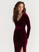 Velvet Drape Waist Dress