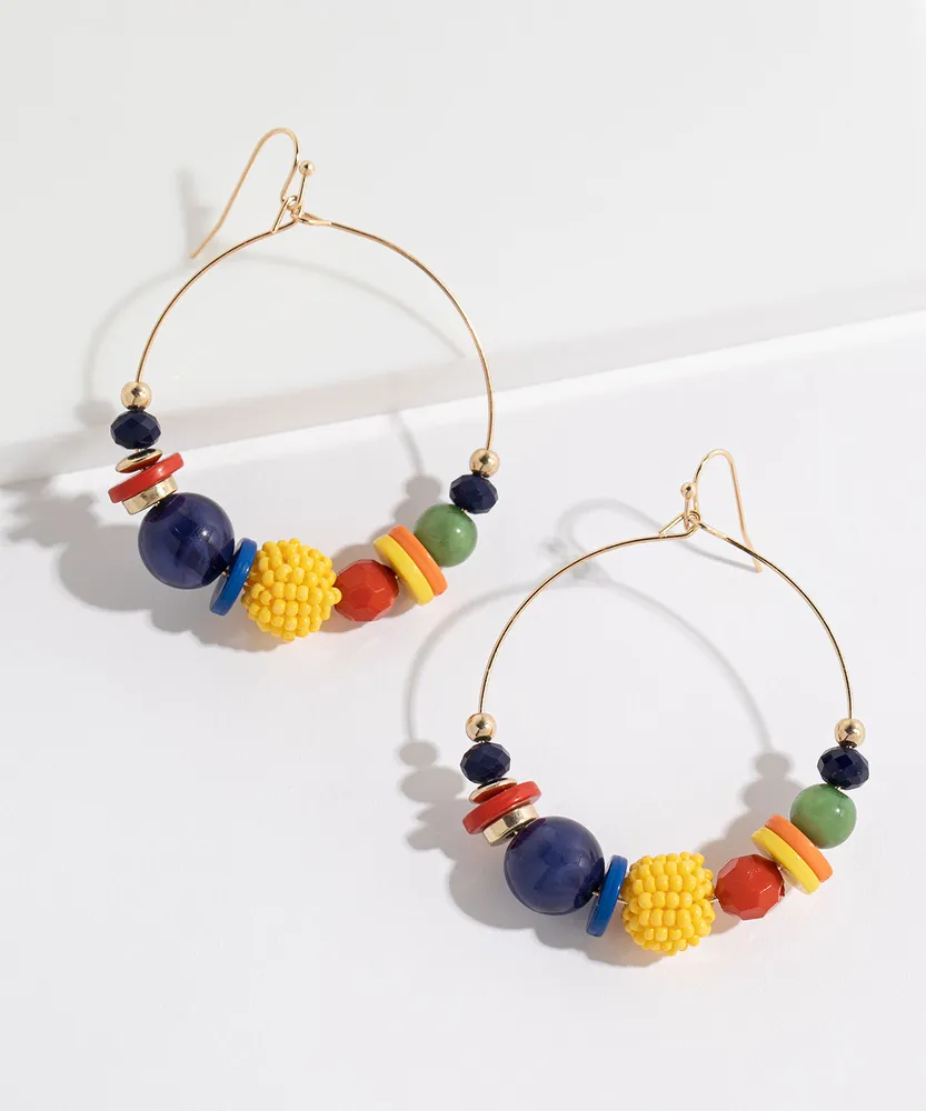 Kantha Beaded Hoop Earrings | WorldFinds