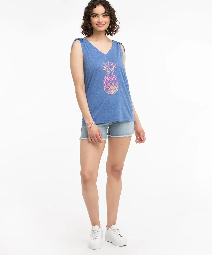 Multi-Colour Tie Shoulder Tank Top