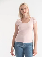 Ribbed Scoop Neck Tee