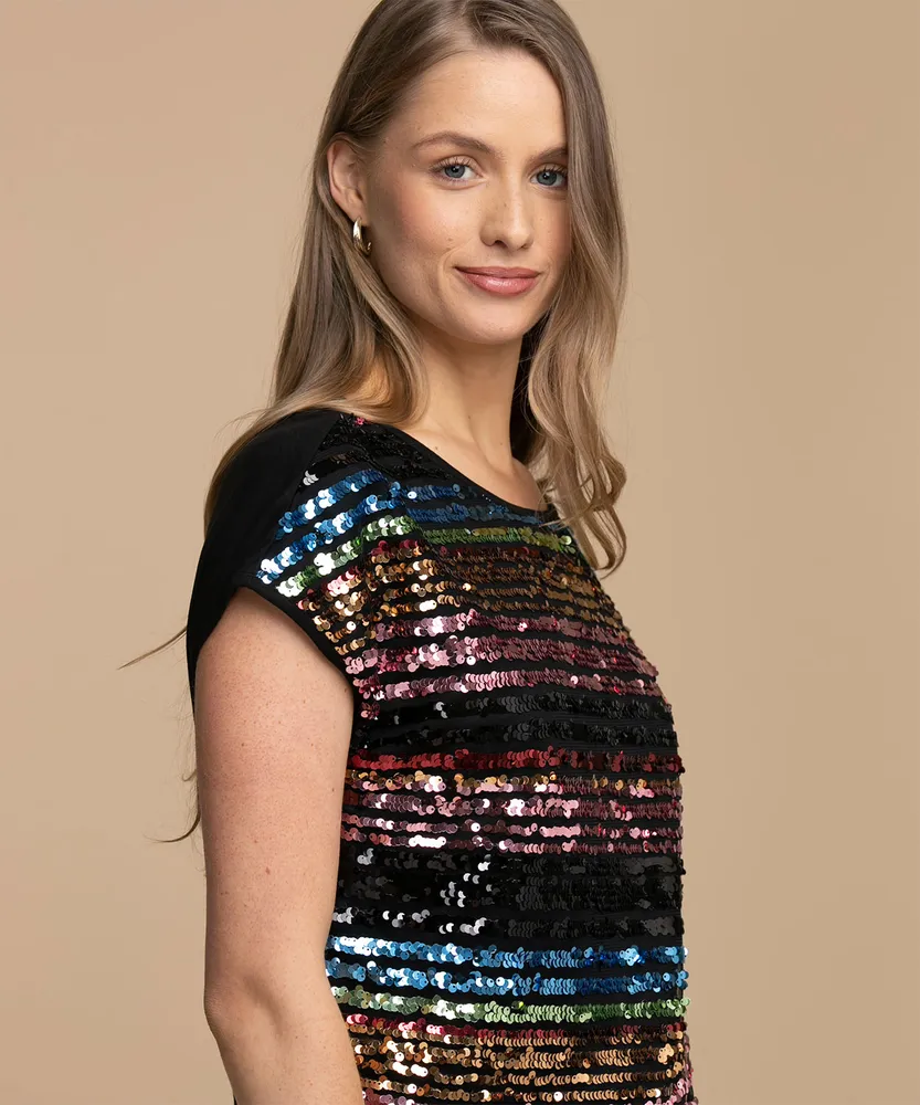 Mixed Media Sequin Top