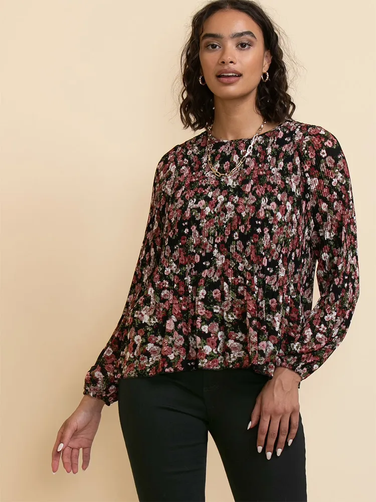 Long Sleeve Release Pleat Blouse