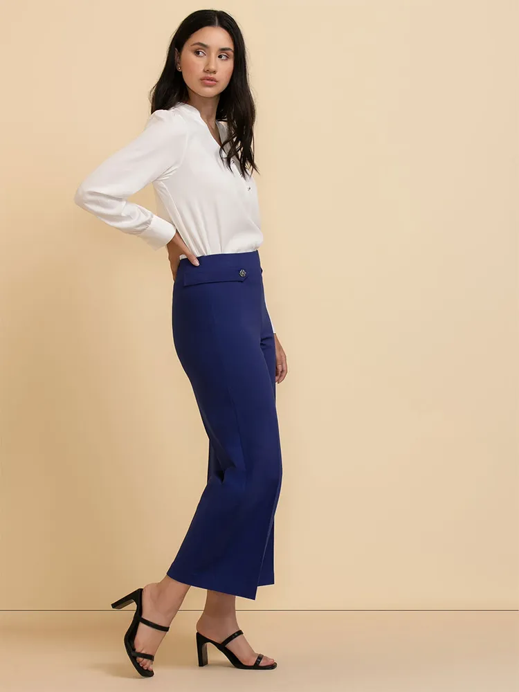 Ponte Pull-On Wide Leg Crop Pant