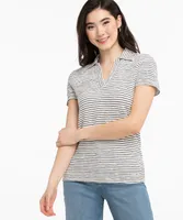 Textured Short Sleeve Polo Top