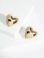 Gold Heart Stud Earrings