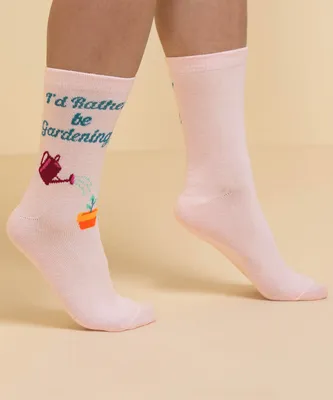 Pink "I'd Rather Be Gardening" Socks