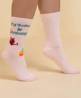 Pink "I'd Rather Be Gardening" Socks