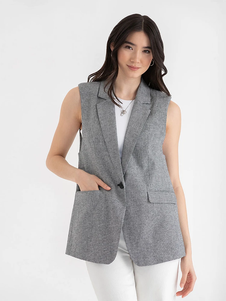 Classic Mid-Length Linen Vest