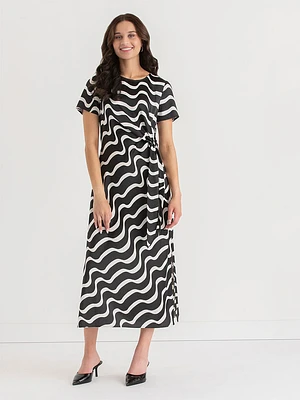 Short Sleeve Twisted Tie Front Maxi Dress