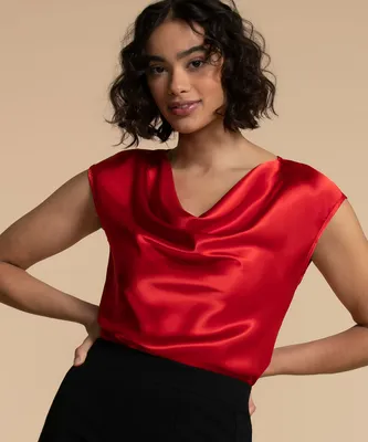 Tash  + Sophie Satin Cowl Neck Cami Blouse
