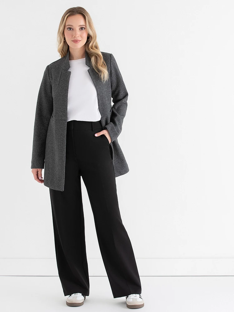 Faux Wool Long Line Jacket