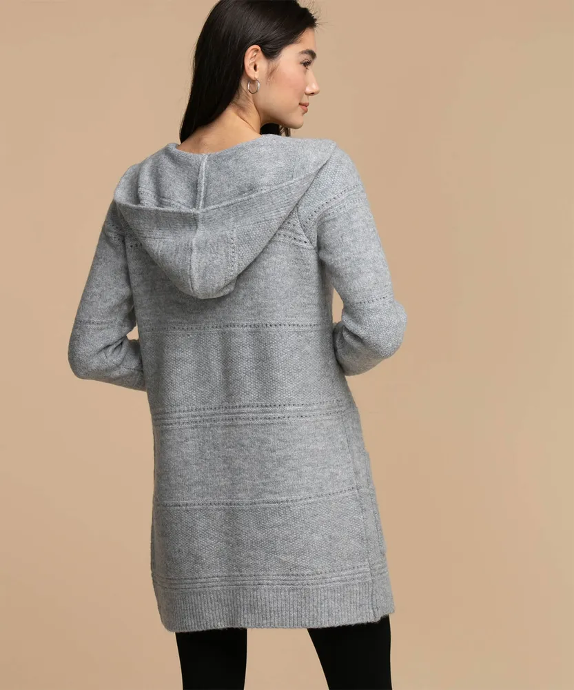 Hooded Pointelle Cardigan