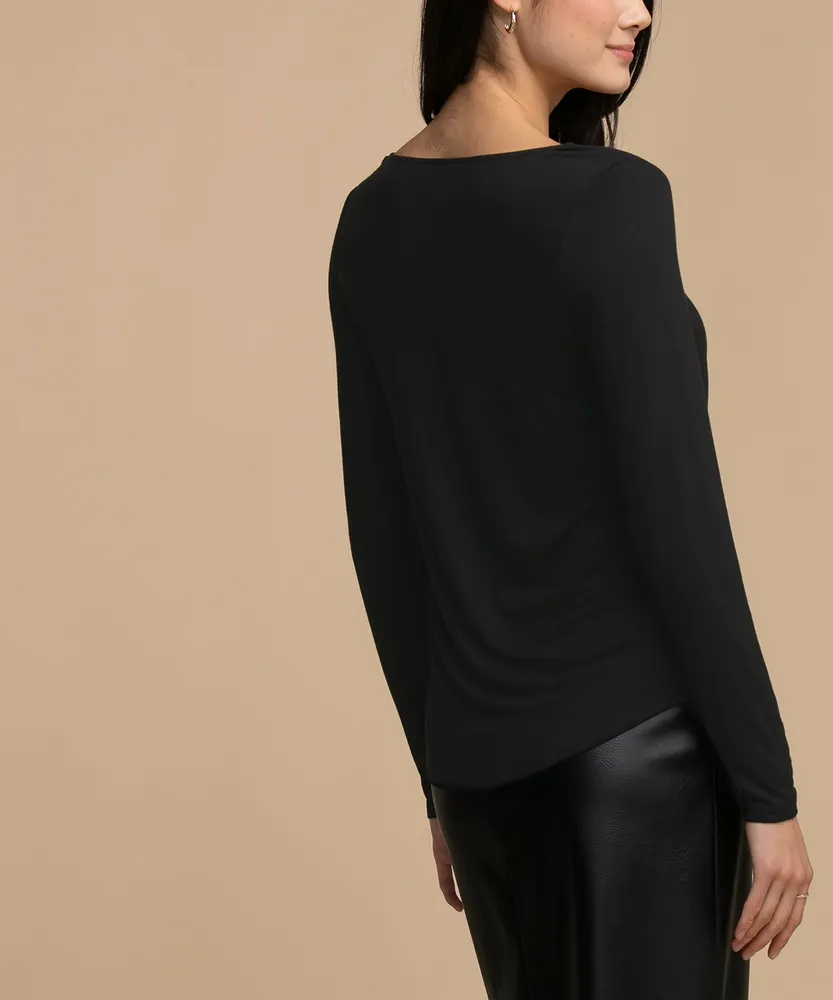 Eco-Friendly Mesh-Lined Square Neck Top