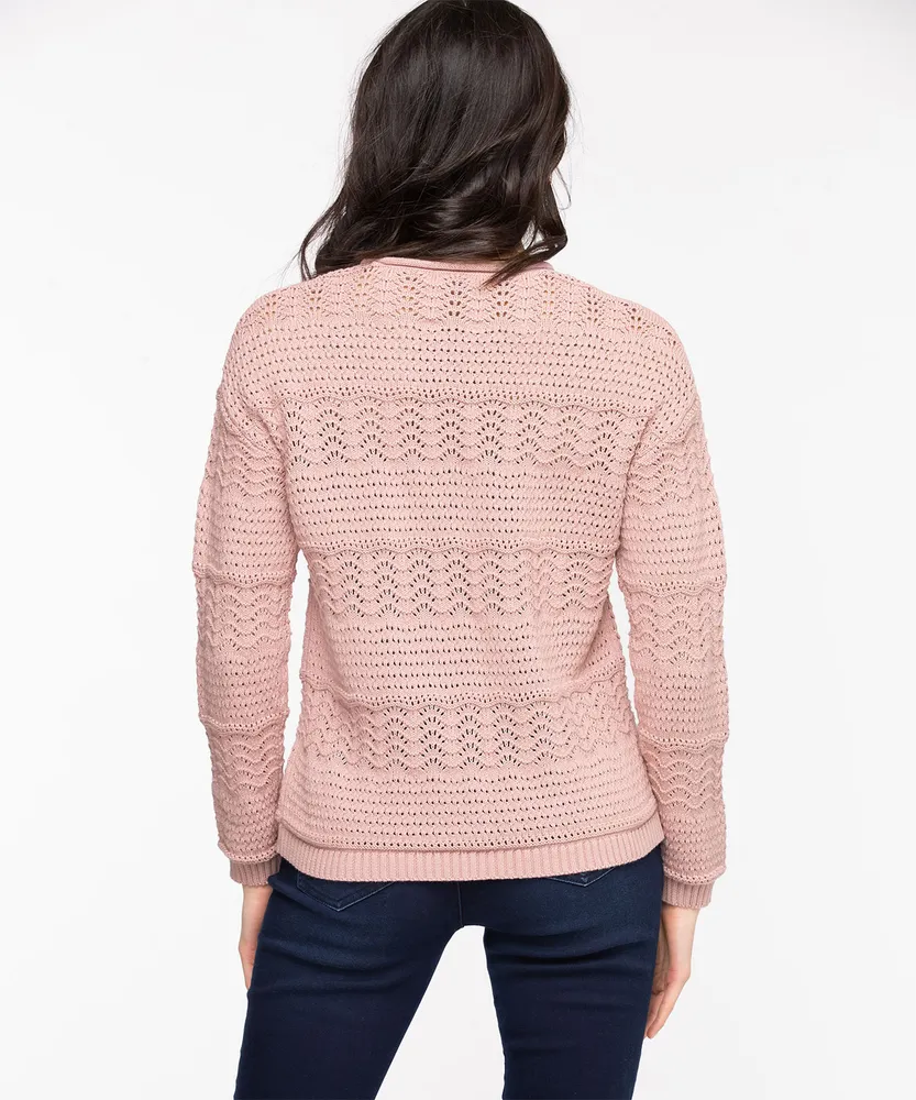 Cotton Pointelle Pullover Sweater