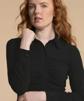 Collared Shirt with Ruched Front