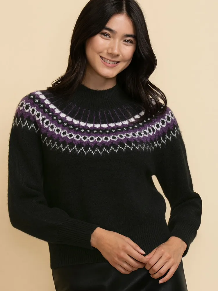 Mock Neck Balloon Sleeve Sweater