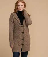 Eco-Friendly Hooded Toggle Front Cable Cardigan