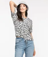 Leopard Bubble Hem Hacci Top