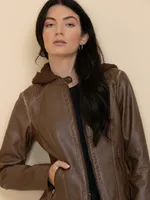 Hooded Faux Leather Jacket