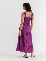 Smocked Bodice Eyelet Maxi Dress