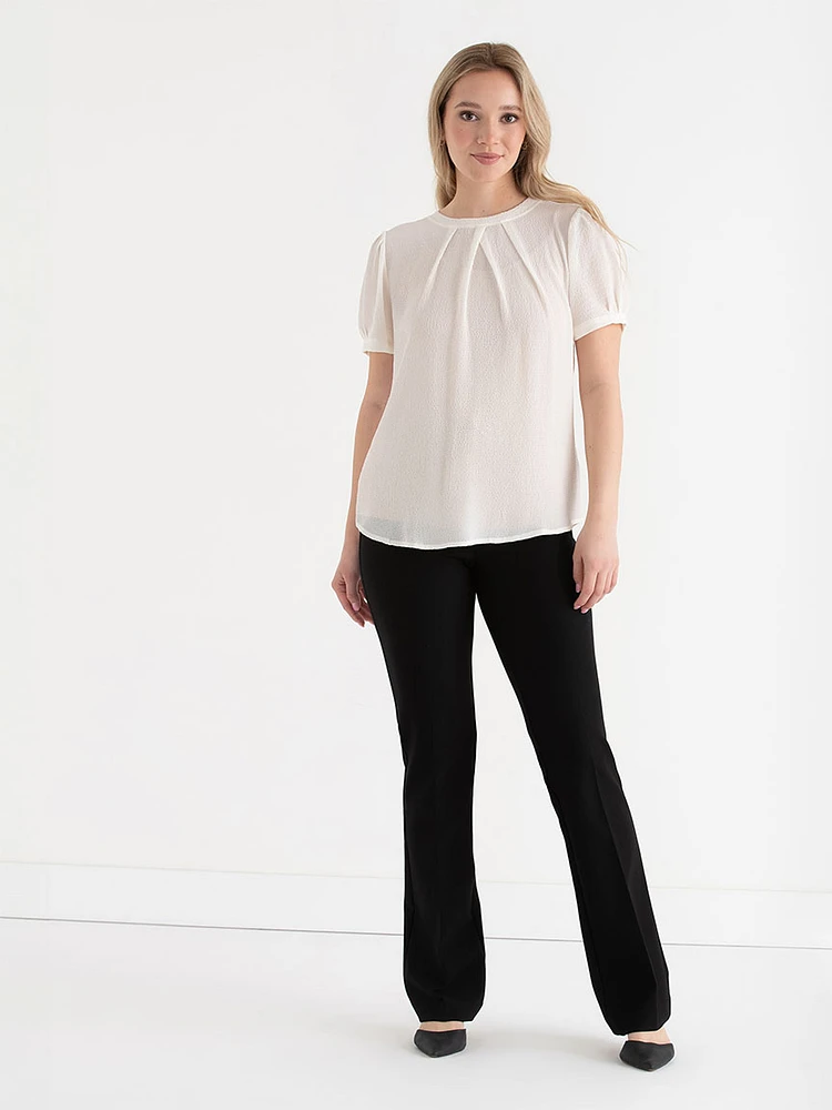 Short Sleeve Mix Media Blouse