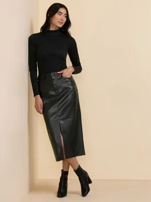 5 Pocket Midi Skirt Faux Leather