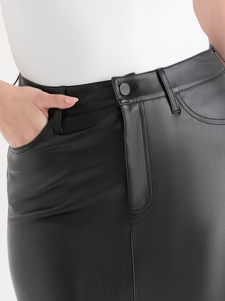 5 Pocket Midi Skirt Faux Leather