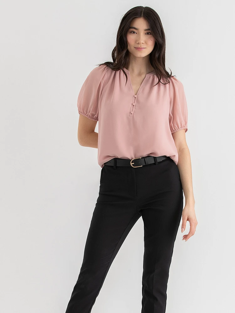 Stacey Short Sleeve Blouse with Buttons