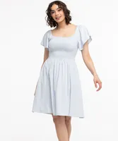 Smocked Square Neck Dress