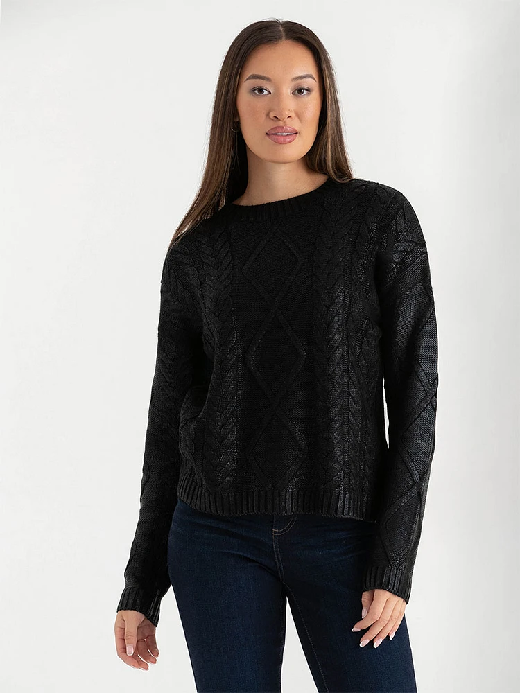 Metallic Cable Knit Sweater