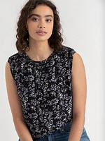 Sleeveless Blouse with Shoulder Trim