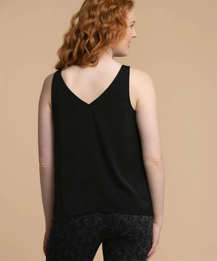 Double V-Neck Sleeveless Blouse