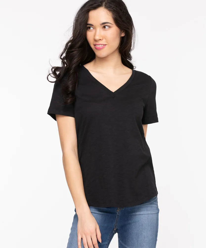 V-Neck Cotton Blend Tee