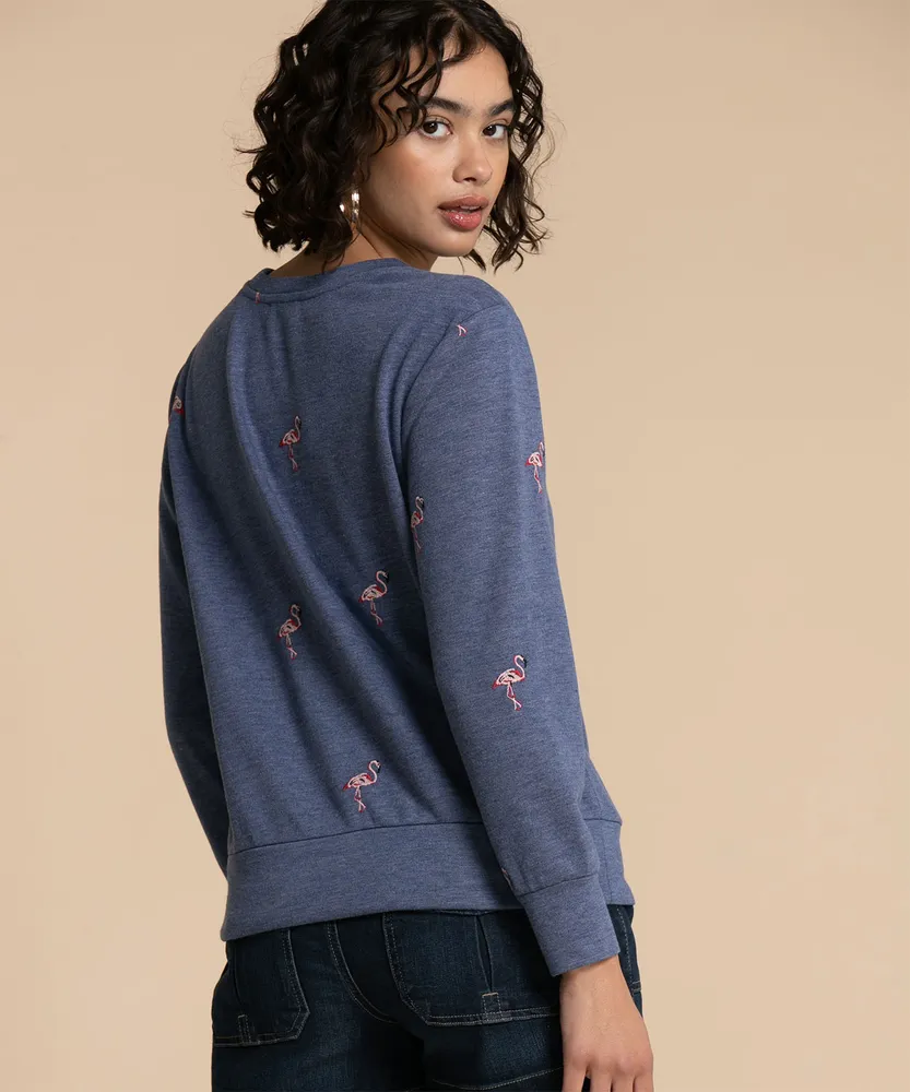 Flamingo Appliqué  French Terry Sweatshirt