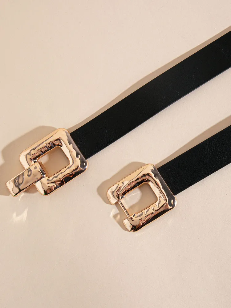 Black Waist Belt with Metal Closure