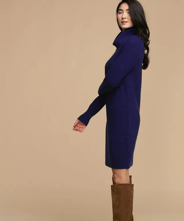 Cable Knit Cowl-Neck Sweater Dress