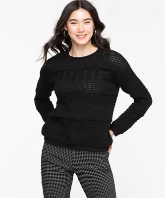 Cotton Pointelle Pullover Sweater