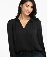 Long Sleeve Tie Neck Blouse