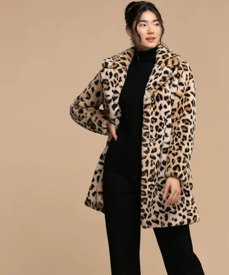 Animal Print Faux Fur Coat