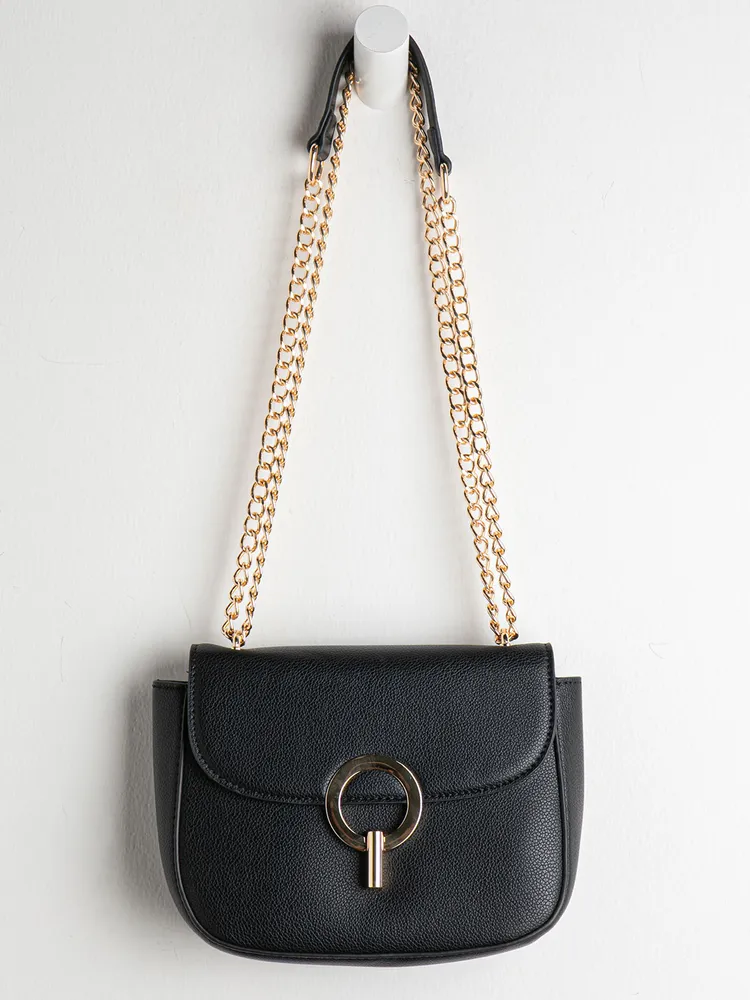 Black Flap Closure Crossbody Bag