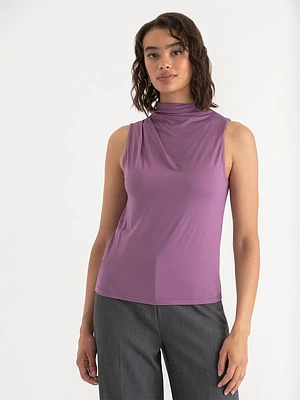 Sleeveless Cowl Mock Neck Top