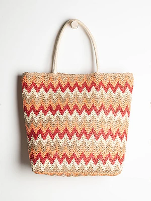 Wavy Straw Tote Bag