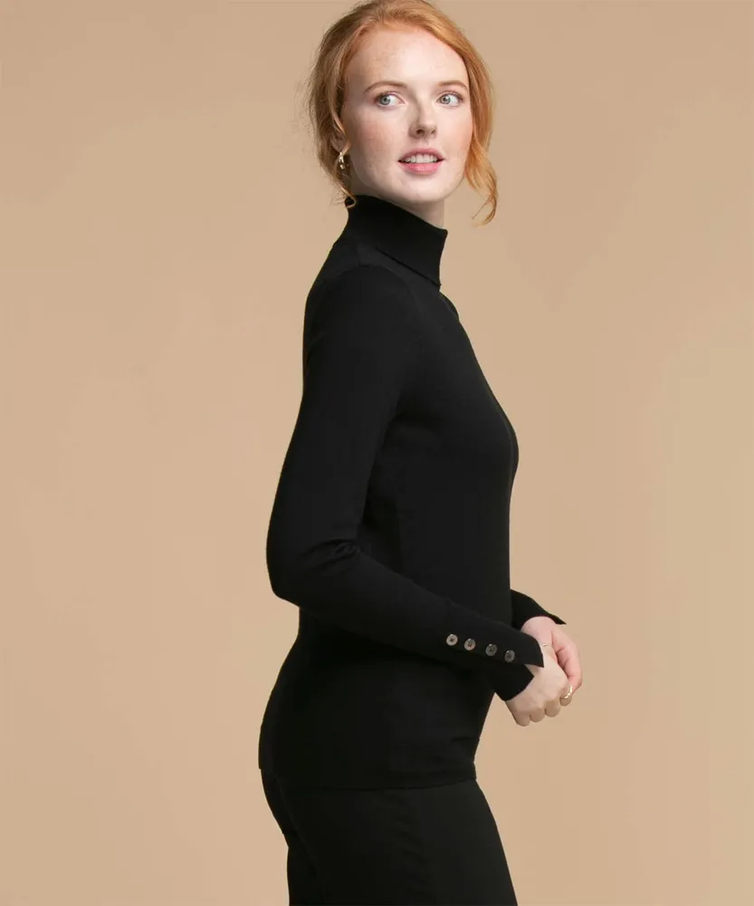 Eco-Friendly Button Sleeve Turtleneck