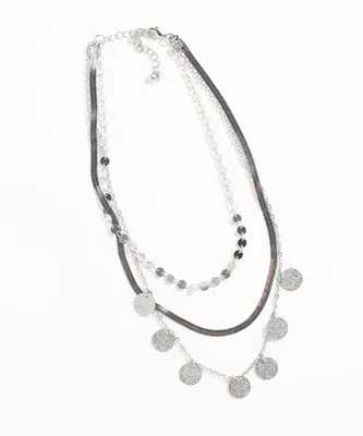 Short Silver 3-Layer Necklace